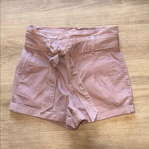 Express High-Waist Tie-Belt Shorts in Dusty Rose